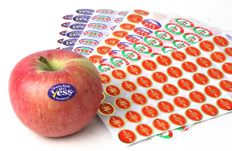 in tem dán trái cây