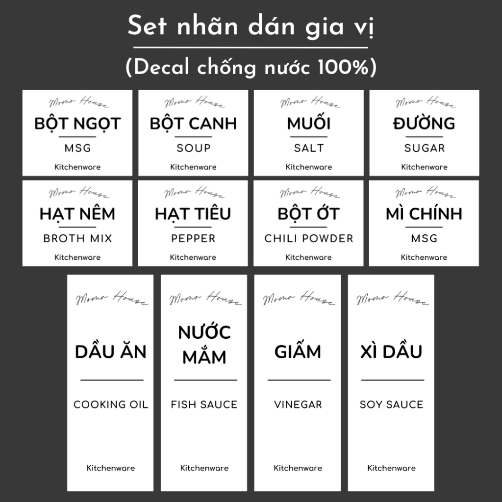 decal dán hũ gia vị nhà bếp