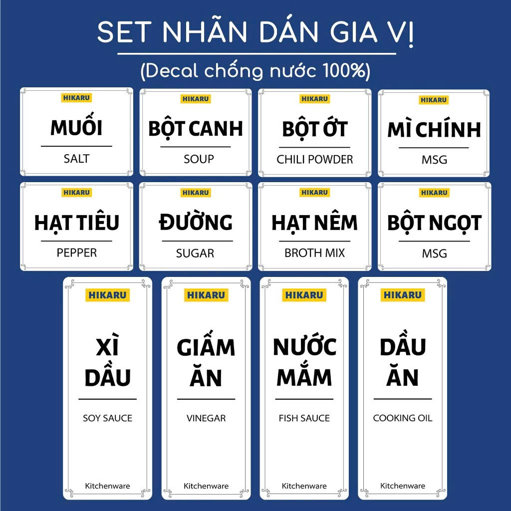 decal dán hũ gia vị nhà bếp