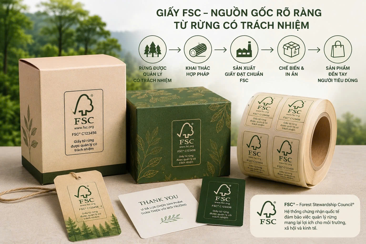 Tem nhãn FSC COC công nghệ hiện đại rõ nét
