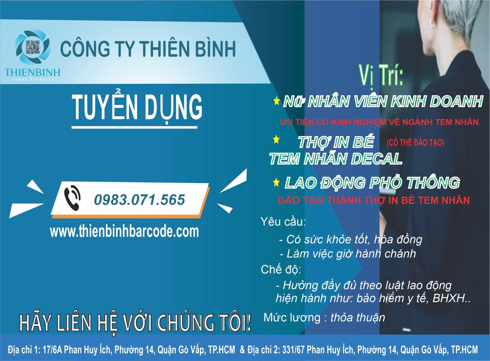 Công ty Thiên Bình tuyển dụng 